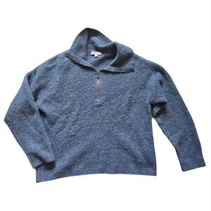 J.crew Wool Blend Knit Blue Half-Zip Sweater